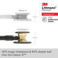 3M Littmann Cardiology IV Stethoscope, Black Tube, Brass-Finish Chestpiece, Stem and Headset, Special Edition, 27 inch, 6164