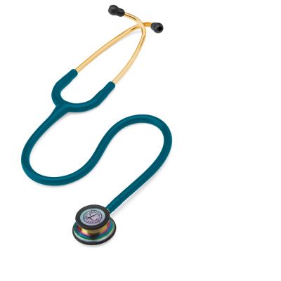 3M Littmann Classic III Stethoscope, Rainbow-Finish, Caribbean Blue Tube, 5807