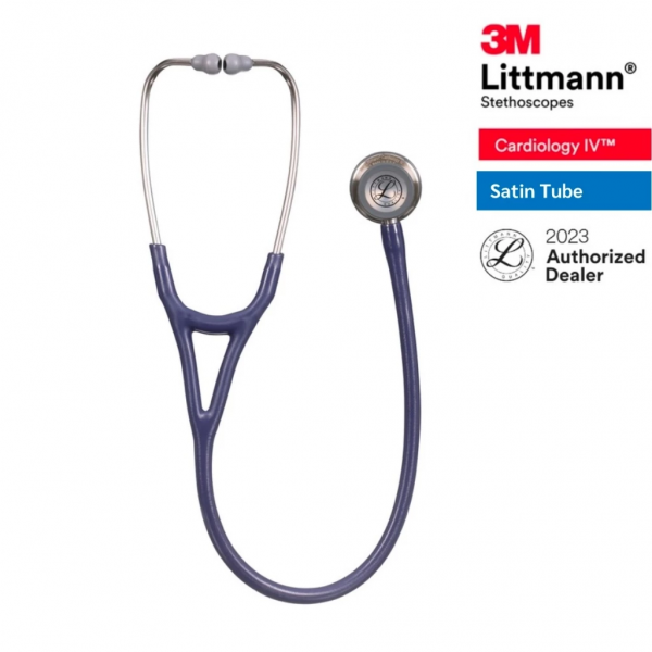 3M Midnight Blue Tube (new Satin material), Standard-Finish Chestpiece, Cardiology IV 6187C, 3M Littmann stethoscope