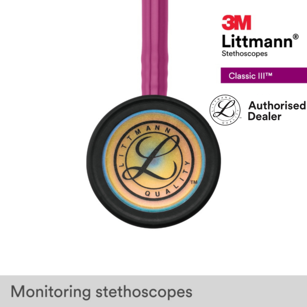 3M Littmann Classic III Stethoscope, Rainbow-Finish, Raspberry Tube, 5806