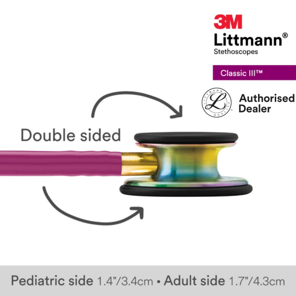 3M Littmann Classic III Stethoscope, Rainbow-Finish, Raspberry Tube, 5806
