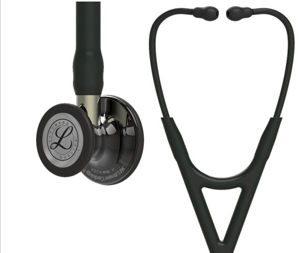 3M Littmann Cardiology IV Diagnostic Stethoscope, High Polish Smoke-Finish Chestpiece, Black Tube, Champagne Stem and Black Headset, 6204