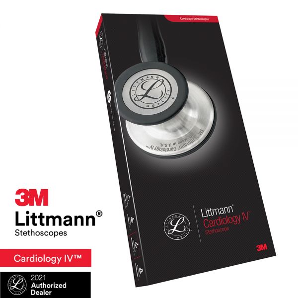 3M Littmann Cardiology IV Stethoscope, Black Tube, Brass-Finish Chestpiece, Stem and Headset, Special Edition, 27 inch, 6164