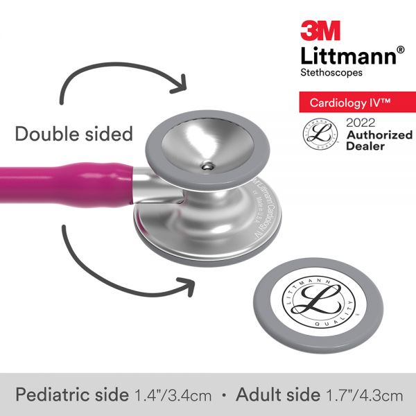 3M Littmann Cardiology IV Stethoscope, Raspberry Tube, 27 inch, 6158