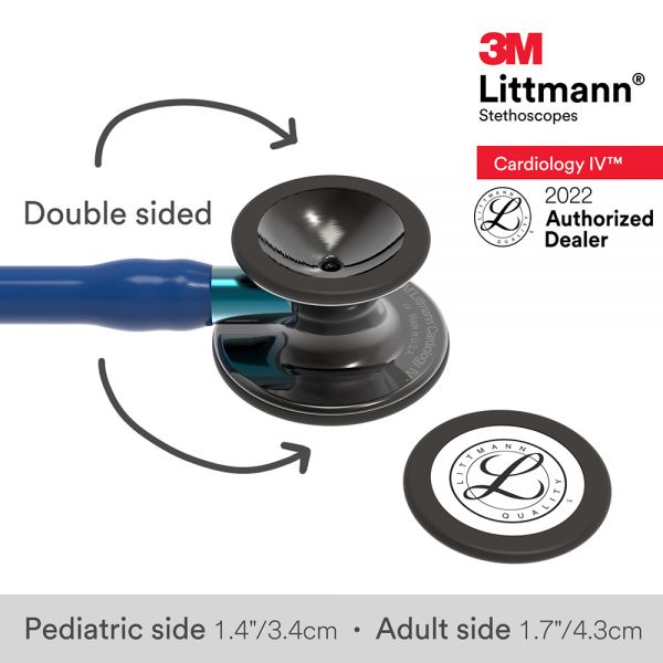 3M Littmann Cardiology IV Diagnostic Stethoscope, High Polish Smoke Chestpiece, Navy Blue Tube, Blue Stem and Black Headset, 27 inch, 6202