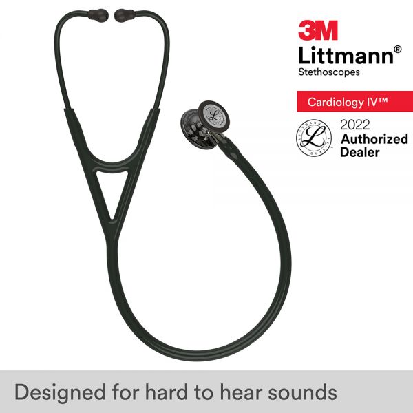 3M Littmann Cardiology IV Diagnostic Stethoscope, High Polish Smoke-Finish Chestpiece, Black Tube, Champagne Stem and Black Headset, 27 inch, 6204