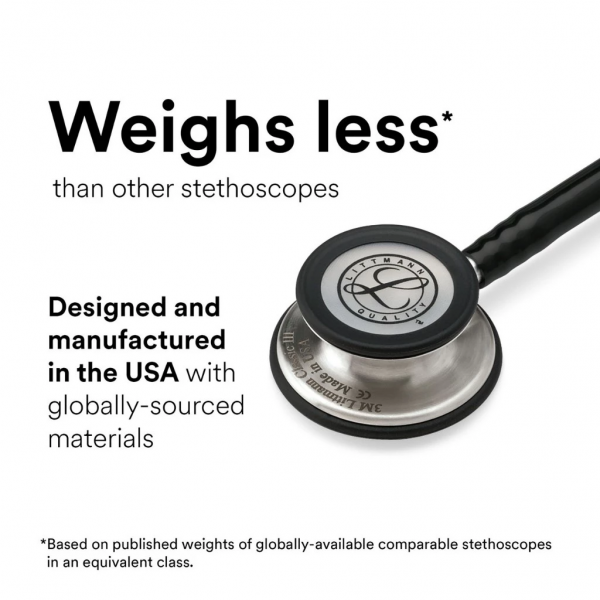 3M Alabaster Tube (new Satin material), Black Matte finish chestpiece, Cardiology IV 6186C, 3M Littmann stethoscope