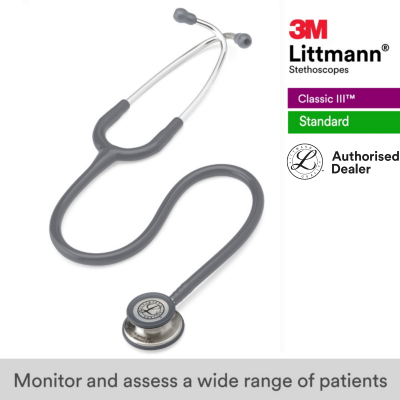 3M Gray Tube, Standard Finish Chestpiece, Stainless Stem, Classic III 5621, 3M Littmann Stethoscope