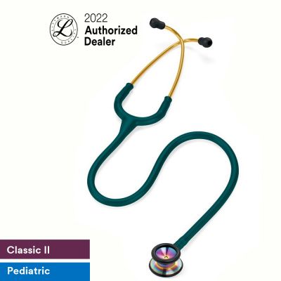 3M Littmann Classic II Pediatric Stethoscope, Rainbow Finish Caribbean Blue Tube, 2153