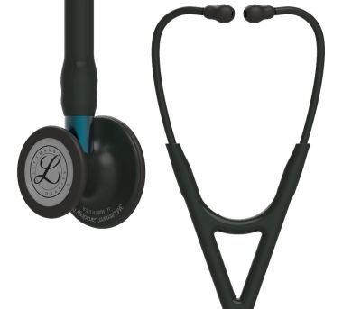 3M Littmann Cardiology IV Diagnostic Stethoscope, Black-Finish Chestpiece, Black Tube and Headset, Blue Stem, 27 inch, 6201