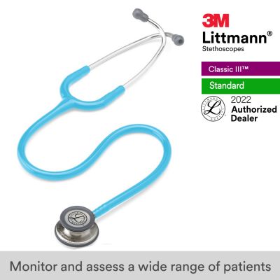 3M Turquoise Tube, Standard Finish Chestpiece, Stainless Stem, Classic III 5835, 3M Littmann Stethoscope