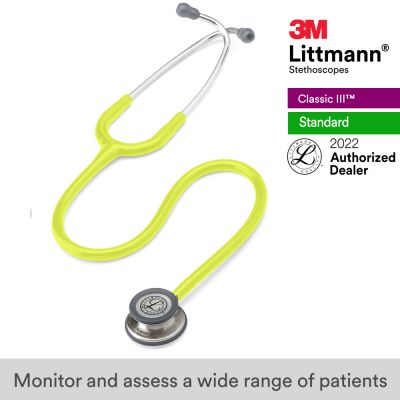3M Lemon Lime Tube, Standard Finish Chestpiece Stainless Stem, Classic III 5839, 3M Littmann Stethoscope