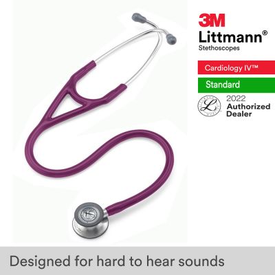 3M Plum Tube, Standard Finish Chestpiece, Stainless Stem, Cardiology IV 6156, 3M Littmann Stethoscope