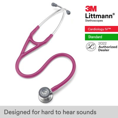 3M Littmann Cardiology IV Stethoscope, Raspberry Tube, 27 inch, 6158