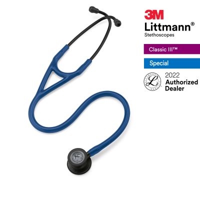 3M Littmann Cardiology IV Stethoscope, Navy Blue Tube, Black-Finish Chestpiece, Stem and Headset, Special Edition, 27 Inch, 6168