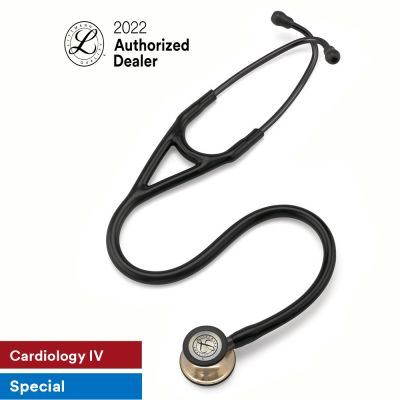 3M Littmann Cardiology IV Stethoscope, Champagne-Finish Chestpiece, Black Tube, 27 inch, 6179